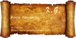 Kocs Gergely névjegykártya